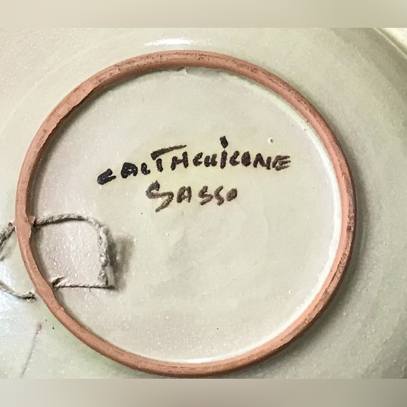 Vintage Sasso Italian Pottery Bowl Fish Image Southwestern Boho Coastal Cowgirl - Picture 3 of 5